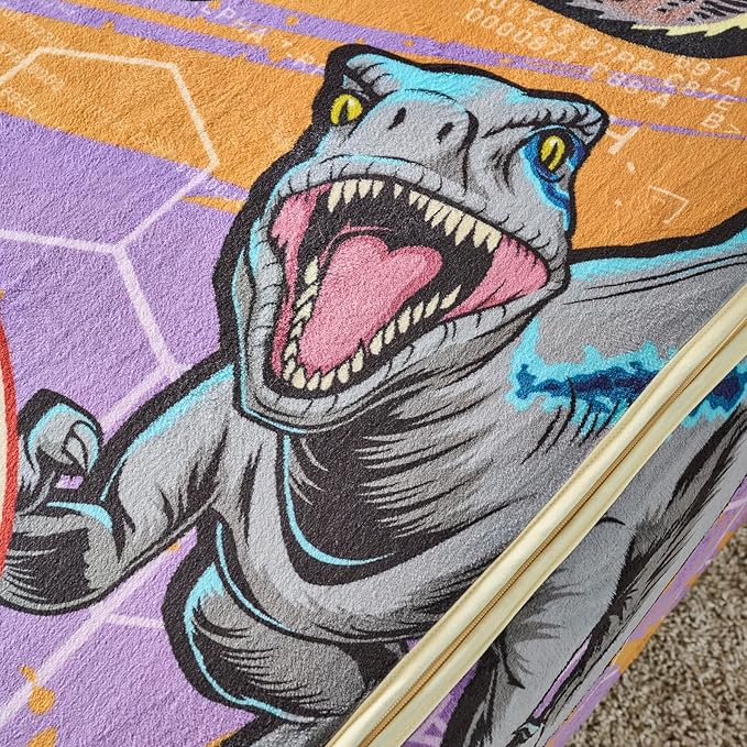 ZippySack Twin Bed Zip-Up Bedding – Super Soft Fleece Fitted Blanket with Side Pocket & Durable Zipper – Easy Bed-Making for Kids (Jurassic)