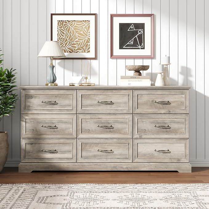 9 Drawer Dresser for Bedroom, Rustic Farmhouse Dresser - Image 3