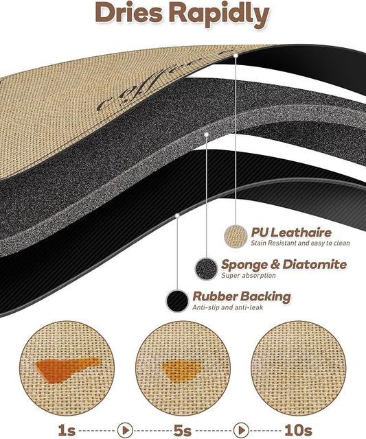 SUEH DESIGN Coffee Mat, Absorbent Dish Drying Mat 23.6 x 15.7 in Quick Dry - Image 2
