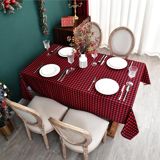 Classic Gingham Buffalo Xmas Tablecloth Fabric - Image 8