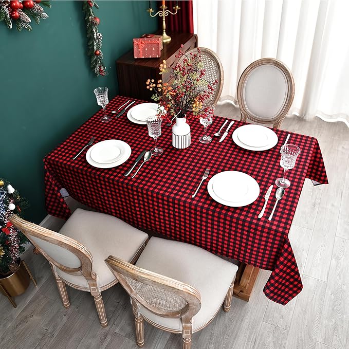 Classic Gingham Buffalo Xmas Tablecloth Fabric - Image 8