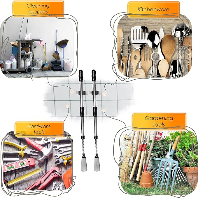 Self Adhesive Broom and Mop Holder Wall Mounted – SUS304 Stainless Steel 2-Slot - Image 3