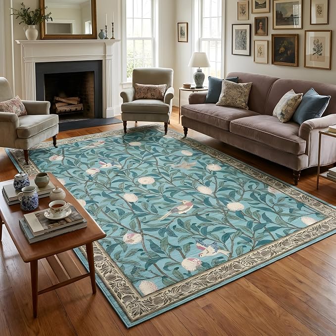 GarveeHome Boho Leaf Rugs for Bedroom, 5x7 Area Rugs for Living Room by GarveeHome