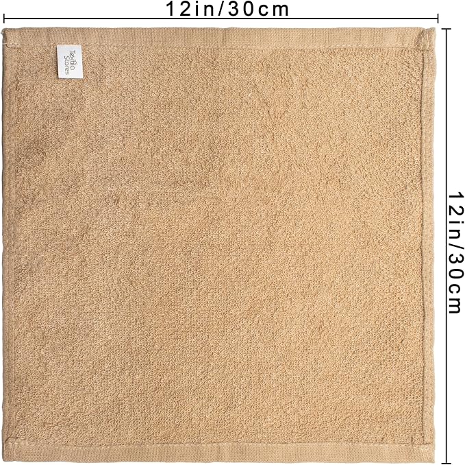 Basic Wash Cloths 12x12 Inches – Pack of 12 – Beige Color – Soft and Absorbent - Image 2
