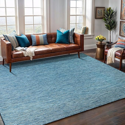 Washable Indoor Outdoor Rug Weather Resistant Carpet Modern Solid for Porch Deck Balcony Backyard Patio Rug 5x7 Aqua Blue