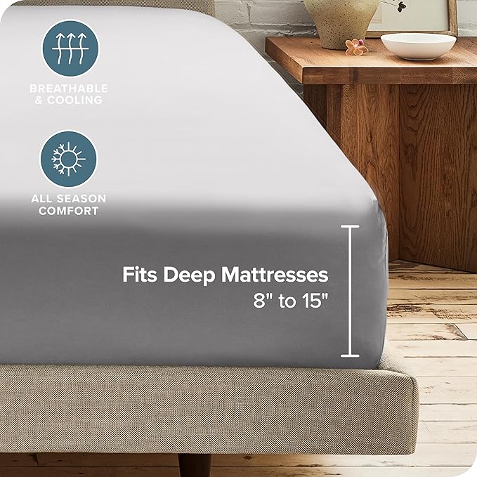 Bare Home 5-Pack Fitted Bottom Sheets Twin - Premium 1800 Ultra-Soft Wrinkle Resistant Microfiber - Deep Pocket (Twin, Light Grey)