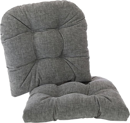 Klear Vu Gripper Overstuffed Universal Non-Slip Dining Chair Cushions for Kitchen Decor or Office Use, U-Shaped Skid-Proof Seat Pad, 17x17 Inches, 2 Count (Pack of 1), Plush Gray