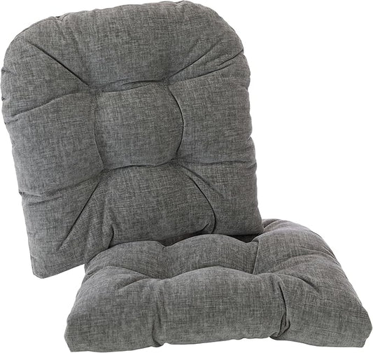 Klear Vu Gripper Overstuffed Universal Non-Slip Dining Chair Cushions for Kitchen Decor or Office Use, U-Shaped Skid-Proof Seat Pad, 17x17 Inches, 2 Count (Pack of 1), Plush Gray