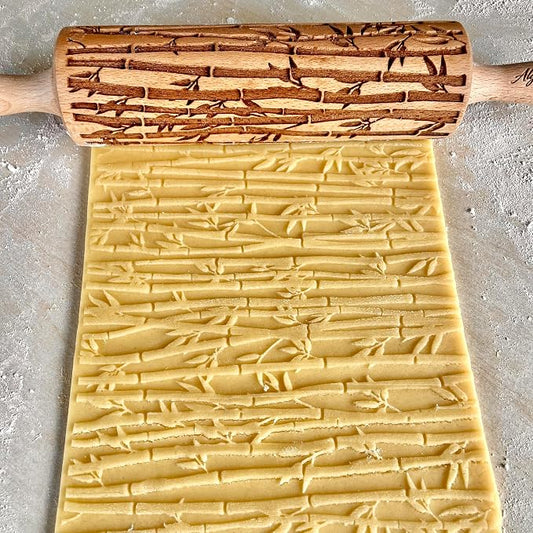 BAMBOO Embossed Rolling Pin for Ceramic. Clay Roller and Ceramic Stamp for - Image 2