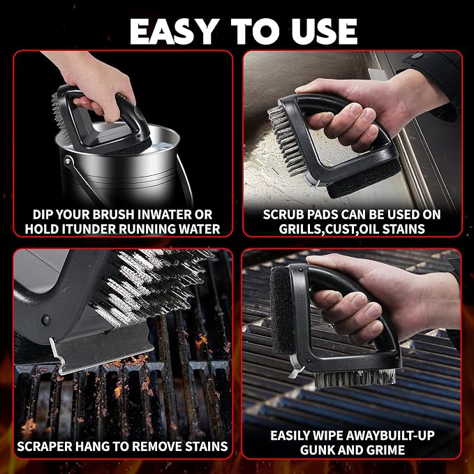 4-in-1 Grill Brush Combined BBQ Brush, Ultra Safe & Heavy-Duty Grill Cleaner - Image 6