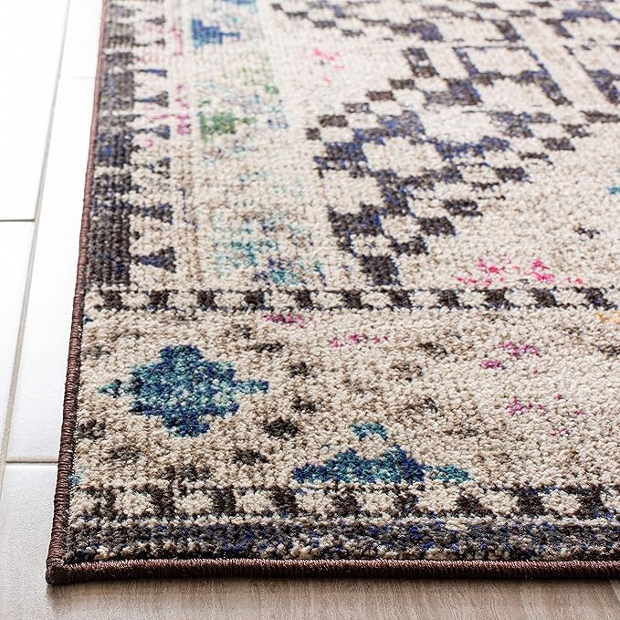 SAFAVIEH Area Rug 8x10 - Madison Collection - Large - Black & Yellow, Boho Diamond Distressed Design, Non-Shedding & Easy Cleaning, Ideal for Living Room, Bedroom, Office, Dining Space (MAD418Z)