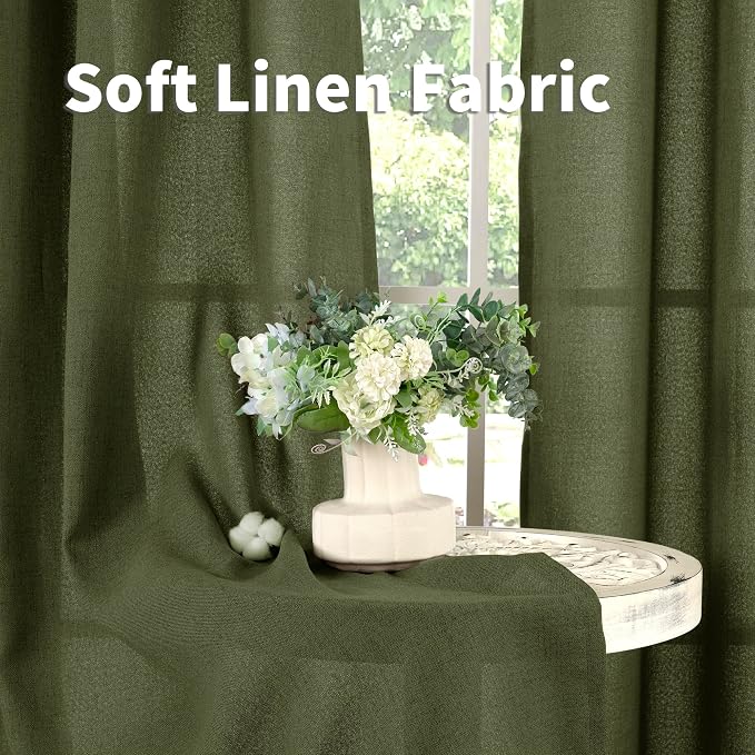 YoungsTex Olive Green Linen Curtains - Image 8