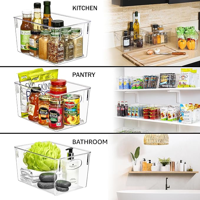 Sorbus 8 Pack Large Clear Plastic Storage Bins, Refrigerator, Under Sink - Image 6