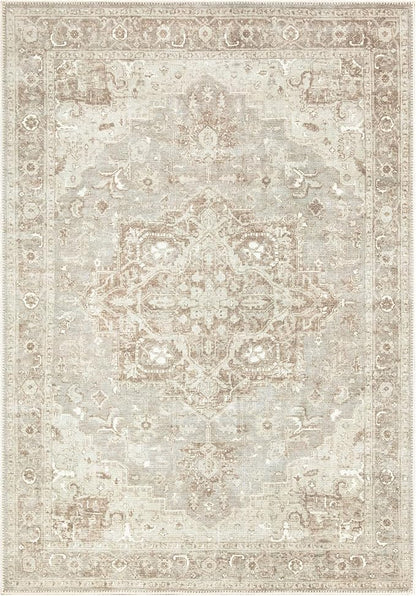 Bloom Rugs Washable Non-Slip 10x14 Rug - Beige/Gray Traditional Oriental Area Rug for Living Room, Bedroom, Dining Room, and Kitchen - Exact Size: 10' x 14'