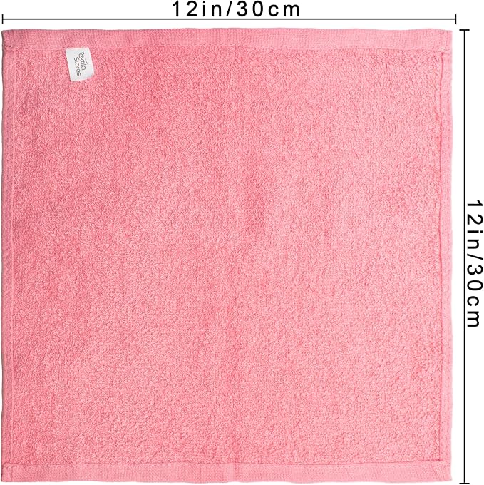 Basic Wash Cloths 12x12 Inches – Pack of 12 – Rose Pink Color – Soft and - Image 2