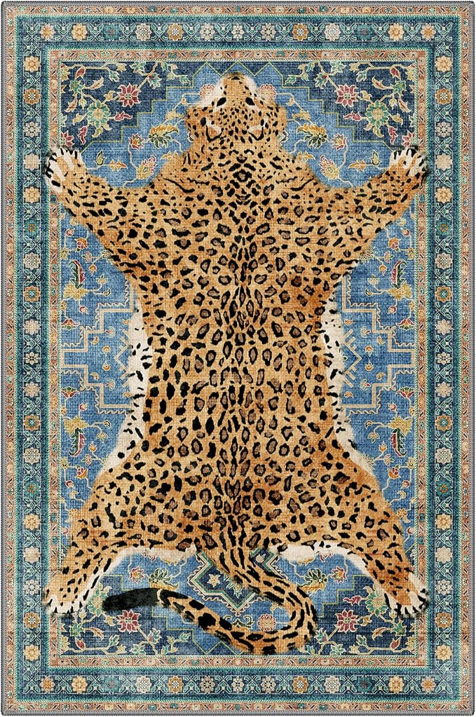 Bavni 2x3 Leopard Rug, Machine Washable Cheetah Door Mat, Soft Animal Small - Image 8