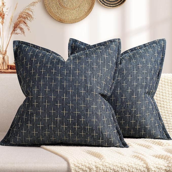 ZWJD Pillow Covers 24x24 Set of 2 Soft Polyester Textured Pillow Covers by ZWJD