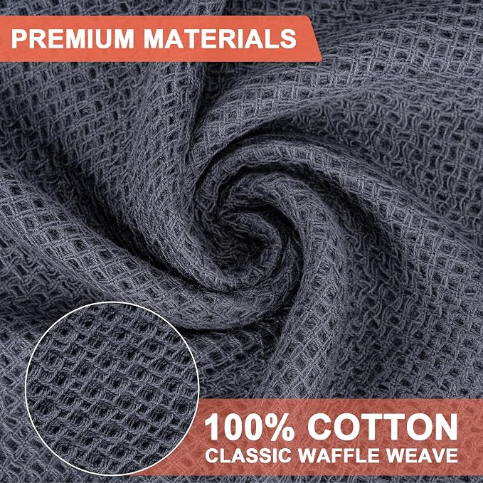 BOOMIBOO 6-Pack Kitchen Dish Cloths, 100% Cotton Waffle Weave, Ultra Soft - Image 2