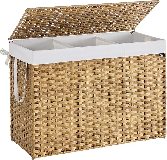 SONGMICS Laundry Hamper with Lid, 52.8 Gallon Synthetic Rattan Clothes Laundry by SONGMICSbySONGMICSHOME