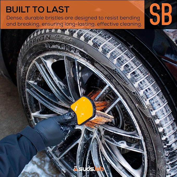 Suds Lab Wheel Spoke Brush Rubberized Handle Soft Bristle Car Detailing Wheel - Image 3