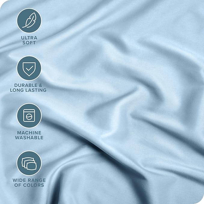 Bare Home 2-Pack Fitted Bottom Sheets Queen - Premium 1800 Ultra-Soft Wrinkle Resistant Microfiber - Deep Pocket (Queen, Light Blue)
