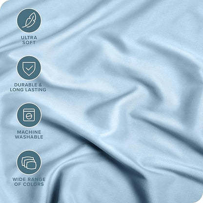 Bare Home 2-Pack Fitted Bottom Sheets Queen - Premium 1800 Ultra-Soft Wrinkle Resistant Microfiber - Deep Pocket (Queen, Light Blue)