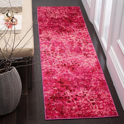 SAFAVIEH Monaco Collection Area Rug - 6'7" Square, Grey & Light Blue, Boho Chic Abstract Watercolor Design, Non-Shedding & Easy Care, Ideal for High Traffic Areas in Living Room, Bedroom (MNC225E)