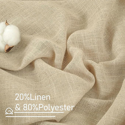 LAMIT Small Cafe Linen Curtains 36 Inches Long, Semi Sheer Light Filtering Panels Back Tab and Rod Pocket Small Cafe Drapes for Basement/Window/Loft Room, Linen, 2 Panels, 34 x 36 Inch