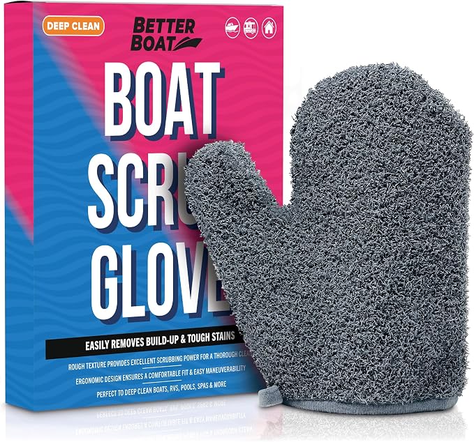 Boat Scrubbing Brush Glove, Heavy-Duty Deck and Hull Scrub Mitt by BetterBoat