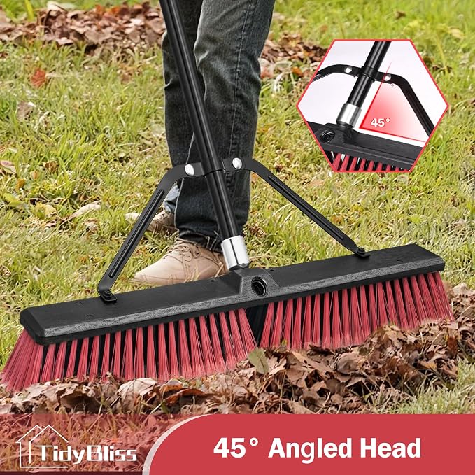 24” Push Broom Outdoor Heavy Duty 2 Pack, Large Commercial Stiff Bristle Brush - Image 6