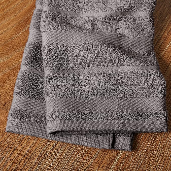 KitchenAid Albany Kitchen Towel 4-Pack Set, Charcoal Grey/White - Image 4
