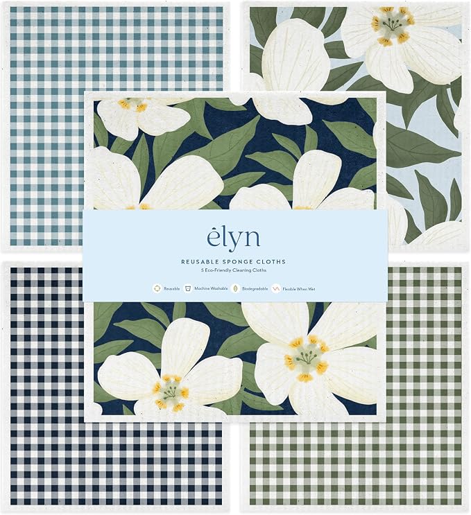 ELYN Swedish Dishcloths, Reusable & Washable Sponge Cloths, Absorbent Cleaning by ELYN