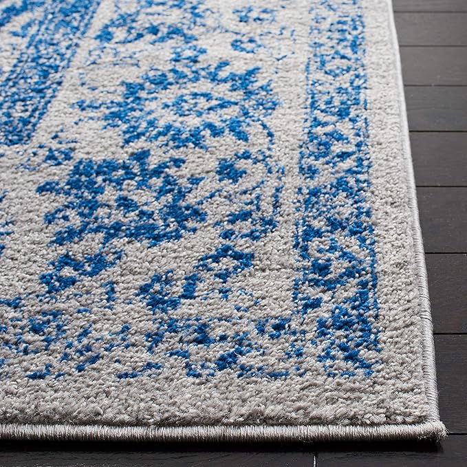 SAFAVIEH Adirondack Collection Runner Rug - 2'6" x 10', Grey & Blue, Distressed Vintage Floral Design, Non-Shedding & Easy to Clean, Ideal for Hallway, Foyer, Entryway, Bedroom (ADR109A)