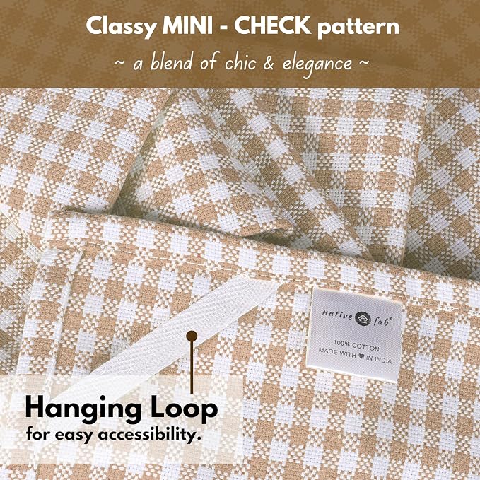 Native Fab 6 Pack Gingham Mini Check Kitchen Hand Towels Set - Image 3