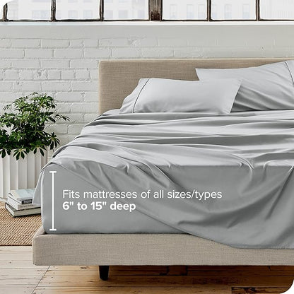 Bare Home Split Head Flex King Sheet Set - 1800 Ultra-Soft Microfiber Bed Sheets - Double Brushed - Deep Pockets - Easy Fit - 4 Piece Set - FlexTop Bedding Sheets (Split Head Flex King, French Grey)
