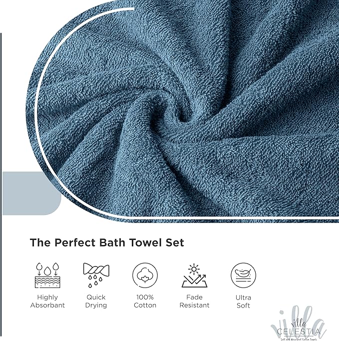 100% Cotton Bath Towel Set of 18-4 Bath Towels, 6 Hand Towels, 8 Wash Cloths - Image 3
