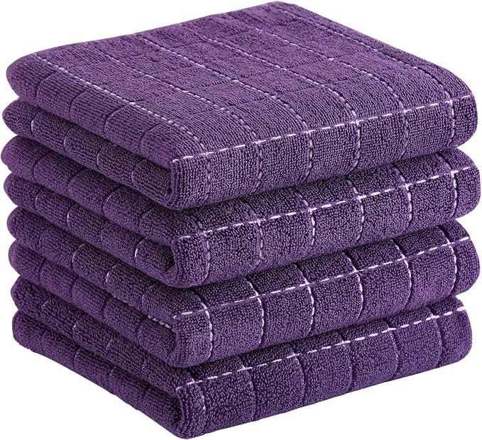 Homaxy 100% Cotton Terry Kitchen Towels, Checkered Designed, Soft and Super by Homaxy