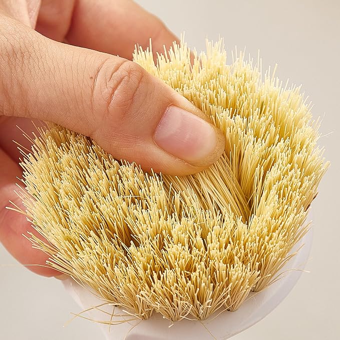 Kitchen Cleaning Brush, Pot Dish Brush Pots Comfortable Long Built-in Scraper - Image 5