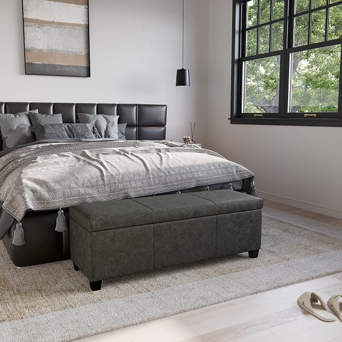 BELLEZE Storage Faux Leather Ottoman, 47 Inch Bench Bedroom Bench - Image 7