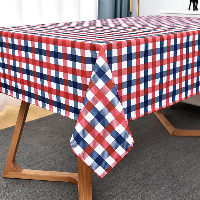 Classic Gingham 4th of July Tablecloth Fabric - Image 8