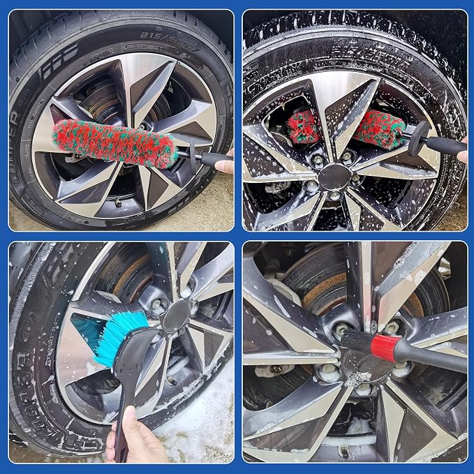 4 Pack Car Wheel and Tire Cleaner Brushes Kit Auto Motorcycle Rim Hub Ultra - Image 3