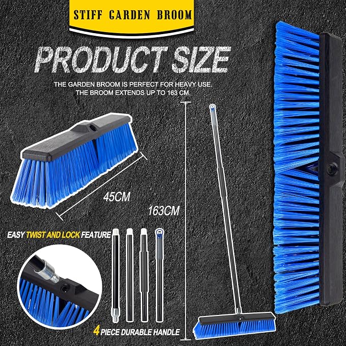 18 Inches Outdoor Push Broom Heavy Duty Shop Broom - Image 5