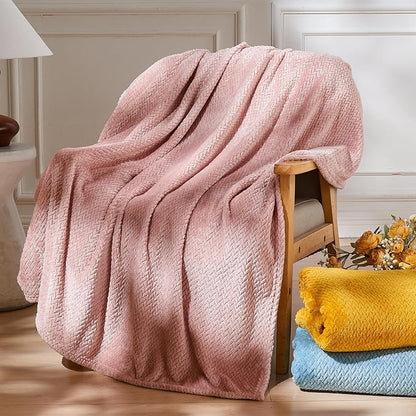 NEWCOSPLAY Super Soft Throw Blanket Dusty Pink Premium Silky Flannel Fleece Leaves Pattern Lightweight Bed Blanket All Season Use (Dusty Pink, Throw(50"x60"))
