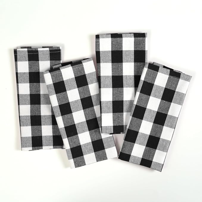 Black Gingham Kitchen Towels, 18x26 Inches, Quick Drying, 100% Cotton, Washable - Image 5