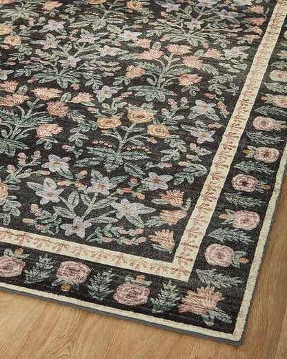 Loloi Rifle Paper Co. Eden Collection EDE-02 Mughal Garden Black 2'-6" x 11'-6" Runner Rug feat. CloudPile™