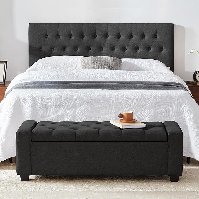 48" Ottoman with Storage, Storage Ottoman Bench with Safety Hinge, Upholstered - Image 7