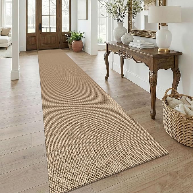 KOZYFLY Boho 3x18 Runners Rugs for Hallway, Extra Long Washable Runner Rug, Woven Non Slip Kitchen Runner, Cotton Entryway Rug, Floor Carpet for Entry, Aisle, Hall, Orange Beige/Tan/Brown by KOZYFLY