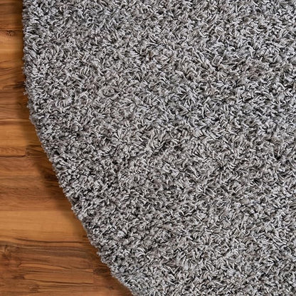 Unique Loom Solid Shag Collection Area Rug (5' 1" x 8' Oval, Cloud Gray)