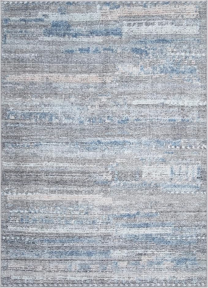 Bloom Rugs Washable Non-Slip 10x14 Rug - Gray/Blue/Blush Modern Abstract Area Rug for Living Room, Bedroom, Dining Room, and Kitchen - Exact Size: 10' x 14'