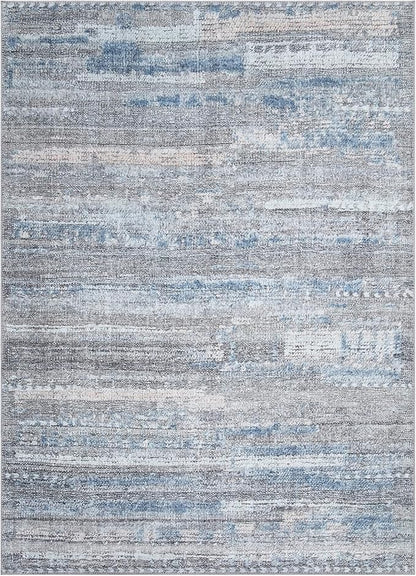 Bloom Rugs Washable Non-Slip 10x14 Rug - Gray/Blue/Blush Modern Abstract Area Rug for Living Room, Bedroom, Dining Room, and Kitchen - Exact Size: 10' x 14'